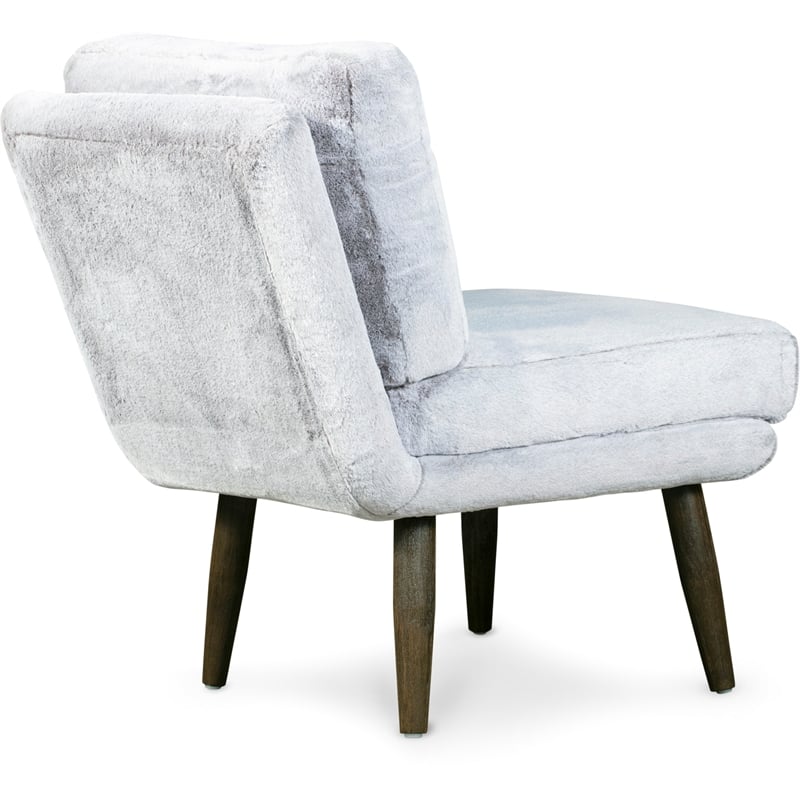 Elle Decor Sophie Armless Slipper Chair in Mink Gray Faux Fur