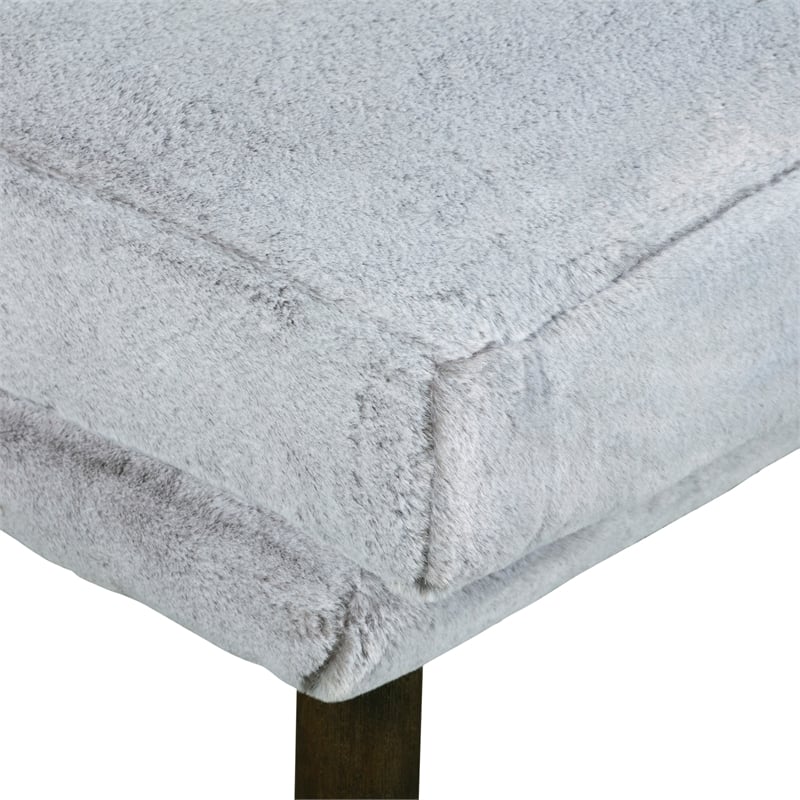 Elle Decor Sophie Armless Slipper Chair in Mink Gray Faux Fur