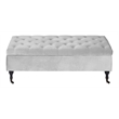 Elle Decor Collette Tufted Storage Bench in French Pearl Gray Velvet