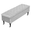 Elle Decor Collette Tufted Storage Bench in French Pearl Gray Velvet