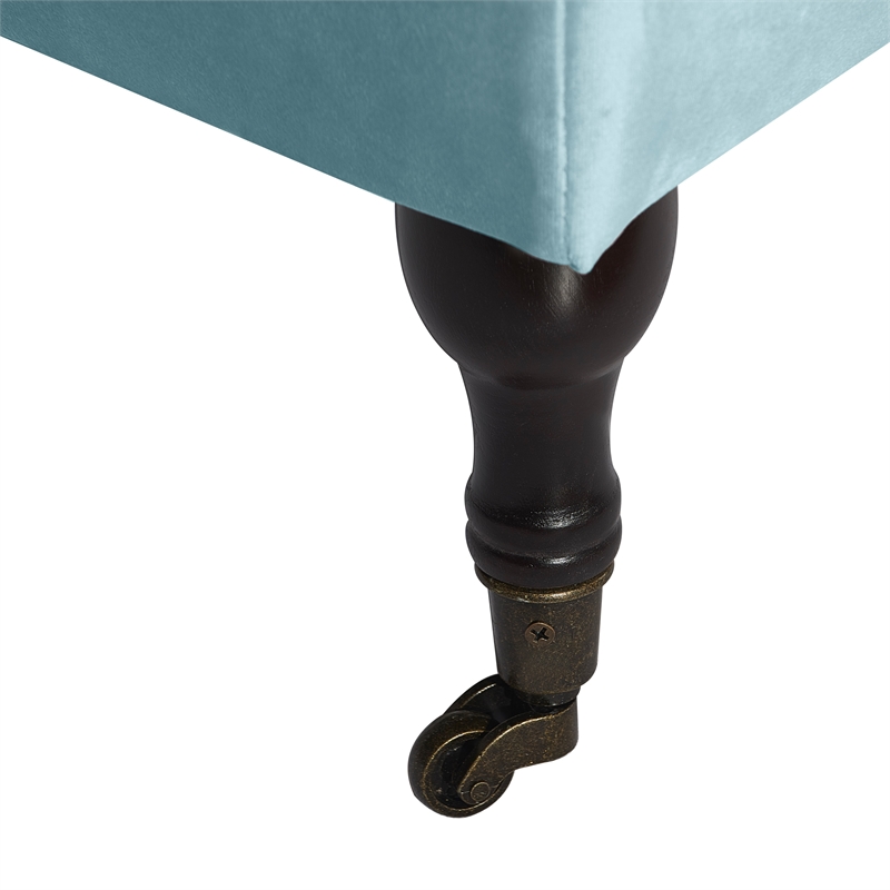 Elle Decor Collette Tufted Storage Bench in French Blue Velvet