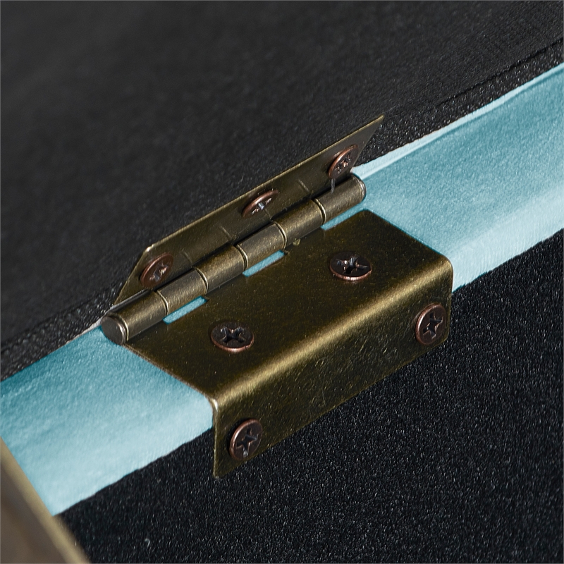 Elle Decor Collette Tufted Storage Bench in French Blue Velvet