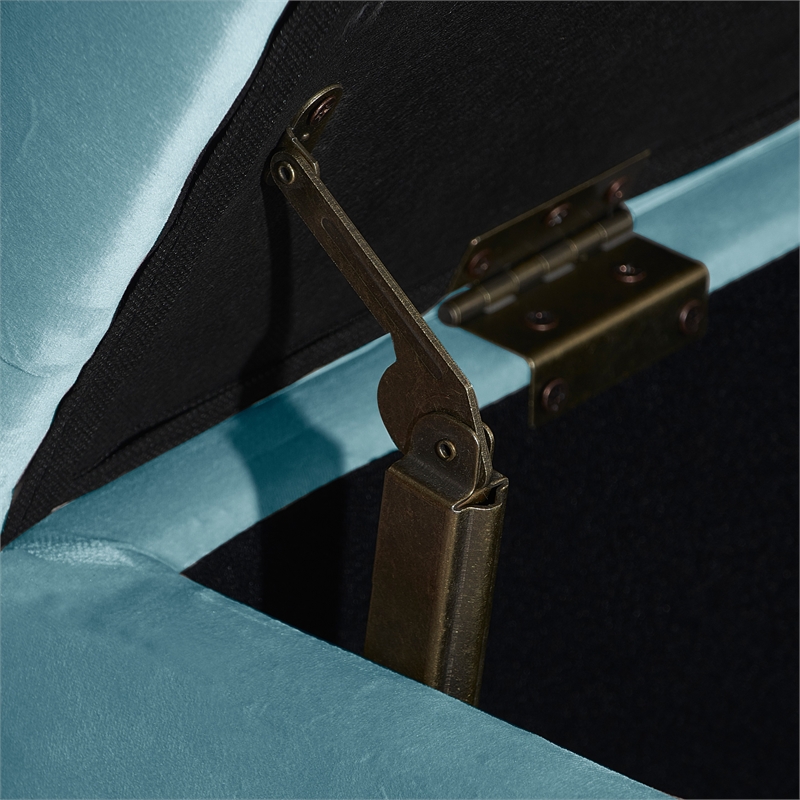 Elle Decor Collette Tufted Storage Bench in French Blue Velvet