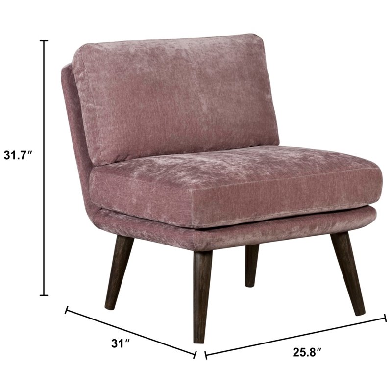 Elle Decor Sophie Armless Slipper Chair French Mauve Crushed Velvet