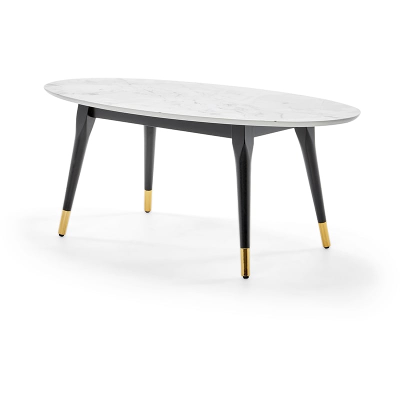 Elle Decor Clemintine Oval Coffee Table Marble Print