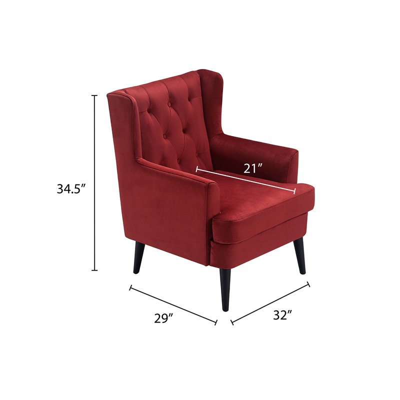 Elle Decor Celeste Tufted Velvet Accent Chair French Burgundy