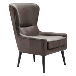 elle decor modern faux leather wingback chair french mocha brown
