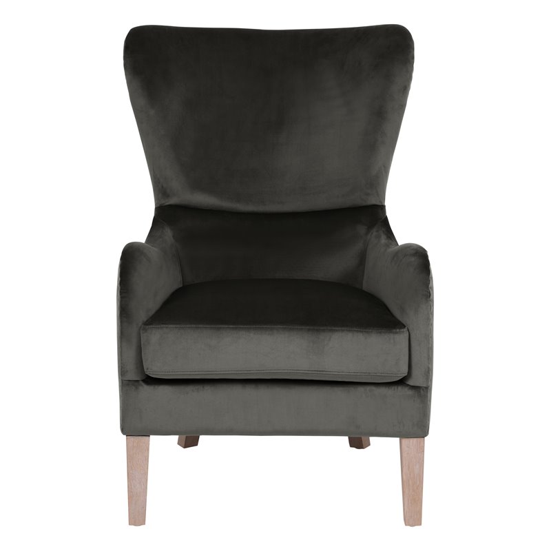 Elle Decor Fabric Upholstered Wingback Accent Chair French Two-Toned Dark Gray