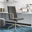 Elle Decor Giselle Gold Desk Chair French Light Gray Velvet