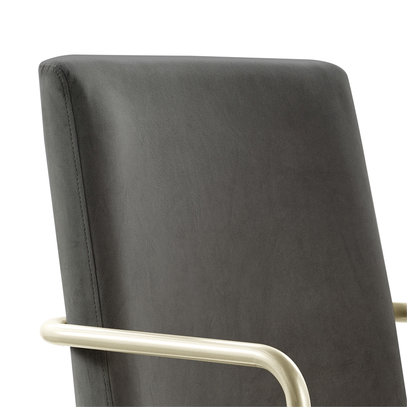 Elle Decor Giselle Gold Desk Chair French Light Gray Velvet