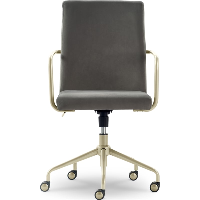 Elle Decor Giselle Gold Desk Chair French Light Gray Velvet