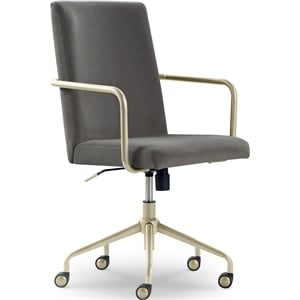Elle Decor Giselle Gold Desk Chair French Light Gray Velvet
