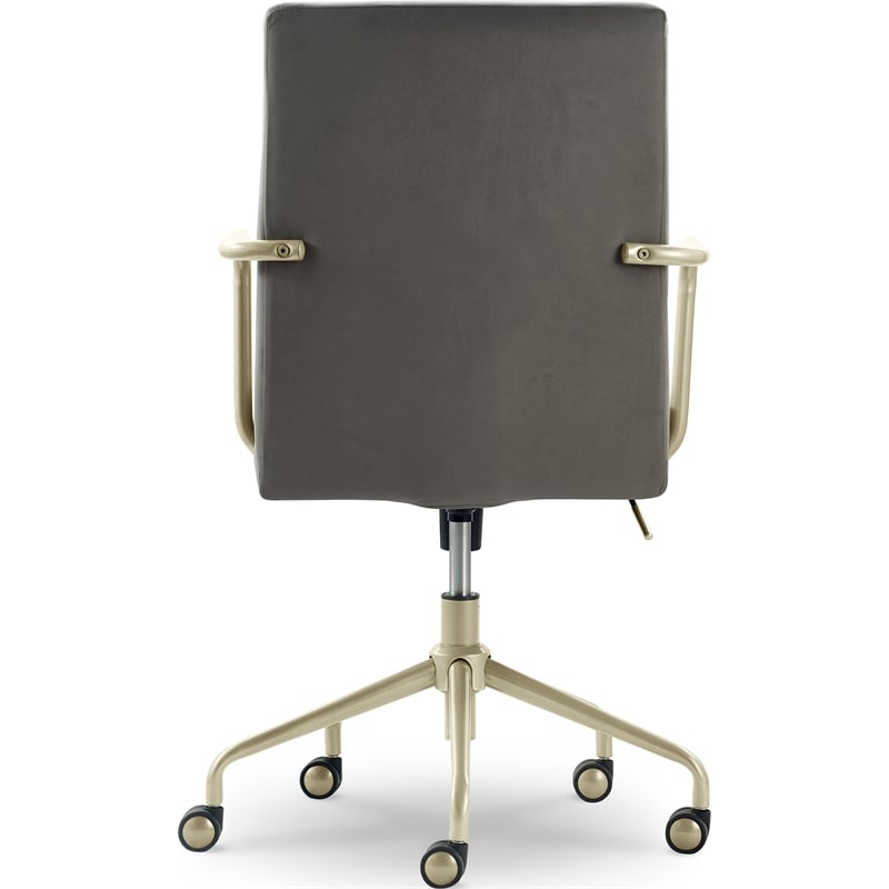 Elle Decor Giselle Gold Desk Chair French Light Gray Velvet