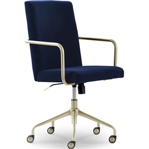 Elle Decor Giselle Gold Desk Chair Navy Blue Velvet