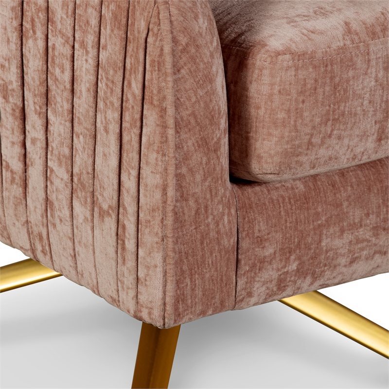 Elle Decor Jolie Swivel Lounge Chair Mauve Velvet