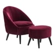 Elle Decor Nico Velvet Accent Chair and Ottoman Set Merlot Red