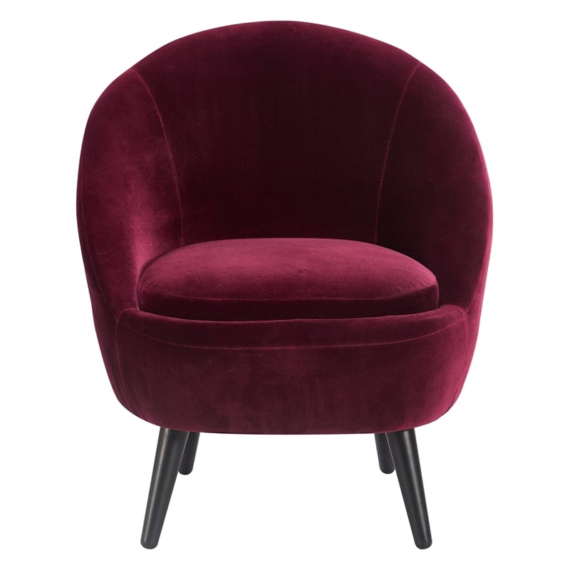 Elle Decor Nico Velvet Accent Chair and Ottoman Set Merlot Red