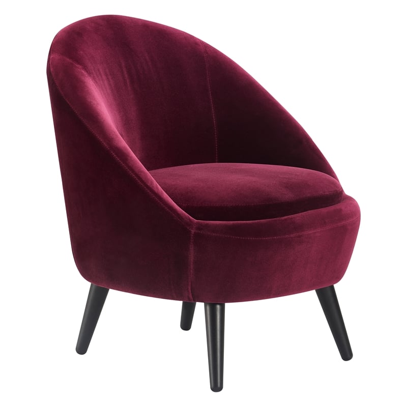 Elle Decor Nico Velvet Accent Chair and Ottoman Set Merlot Red