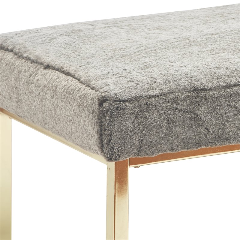 Elle Decor Giselle Chic Gold Bench Faux Fur