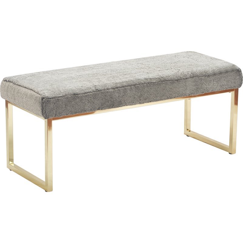 Elle Decor Giselle Chic Gold Bench Faux Fur