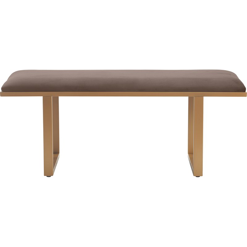 Elle Decor Remi Velvet Upholstered Bench Chocolate Brown