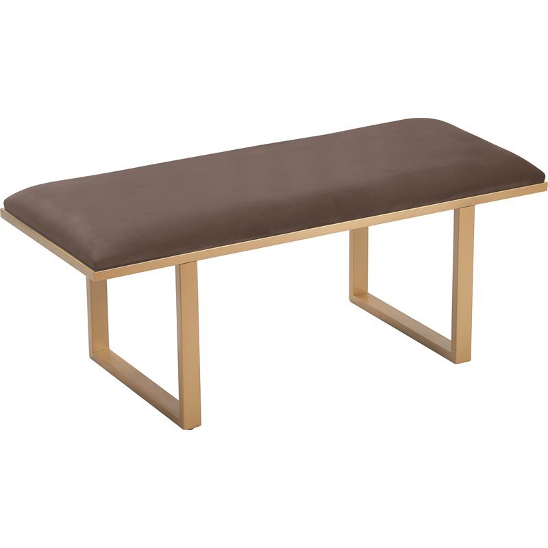 Elle Decor Remi Velvet Upholstered Bench Chocolate Brown
