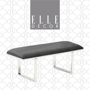Elle Decor Remi Velvet Upholstered Bench French Dark Gray