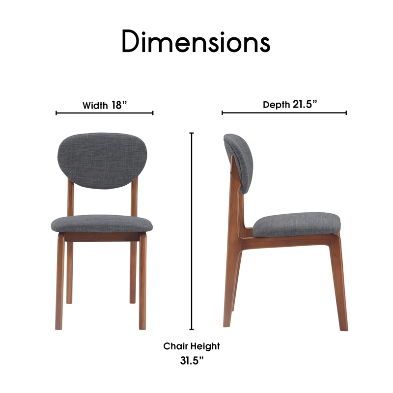 Elle Decor Coralie Dining Chair Set of 2 Charcoal