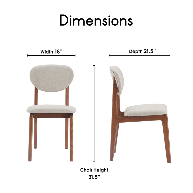 Elle Decor Coralie Dining Chair Set of 2 Light Gray