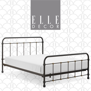 Elle Decor Renaud Parisian Metal Queen Bed Frame in Black