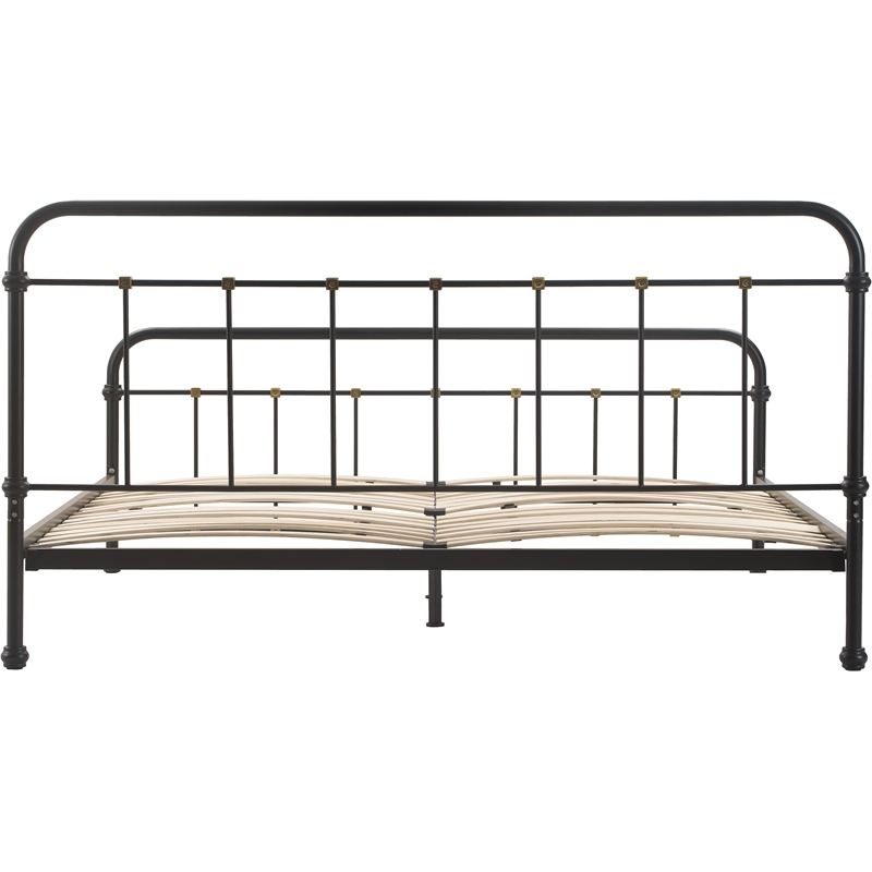 Elle Decor Renaud Parisian Metal King Bed Frame in Black