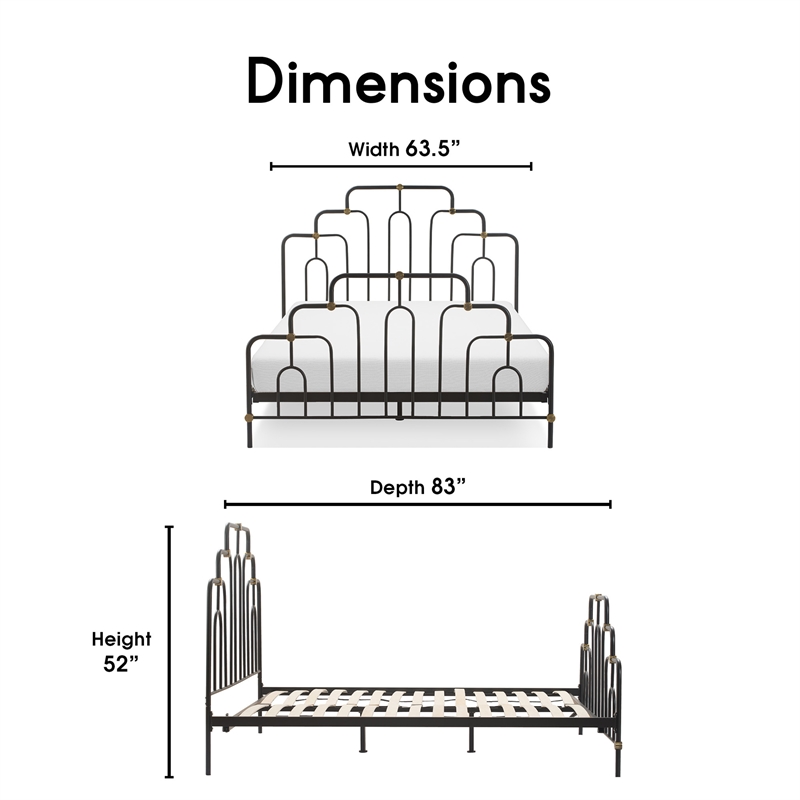 Elle Decor Astrid Queen Size Bed Black and Brass