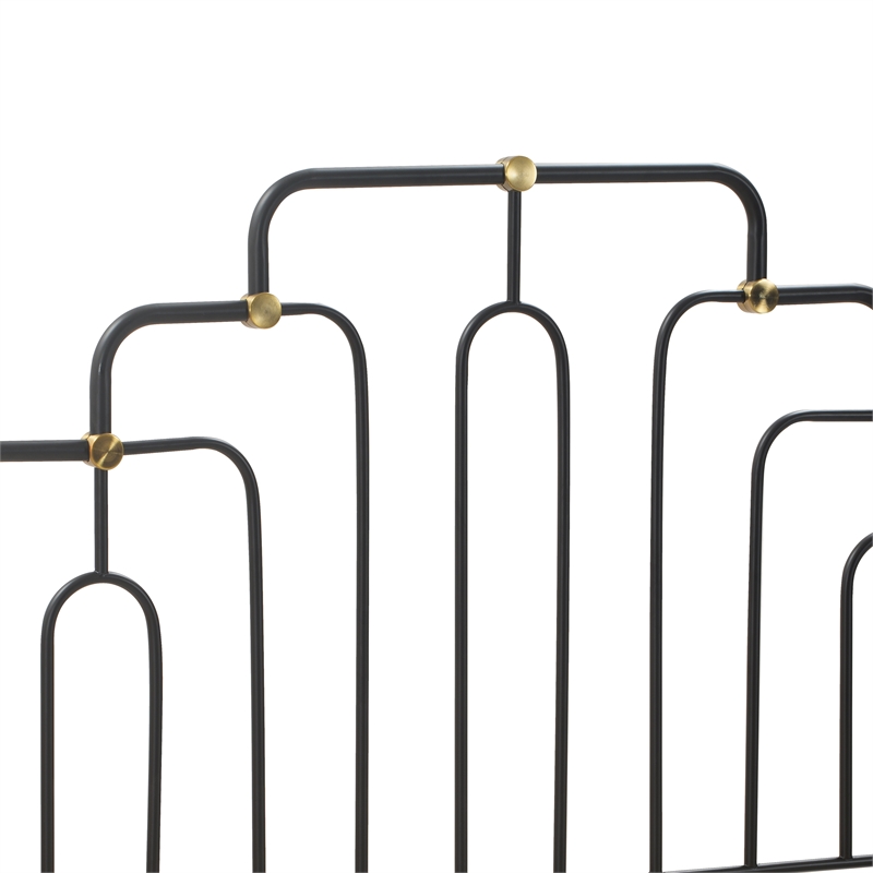 Elle Decor Astrid Vintage Style Metal King Bed Frame in Black