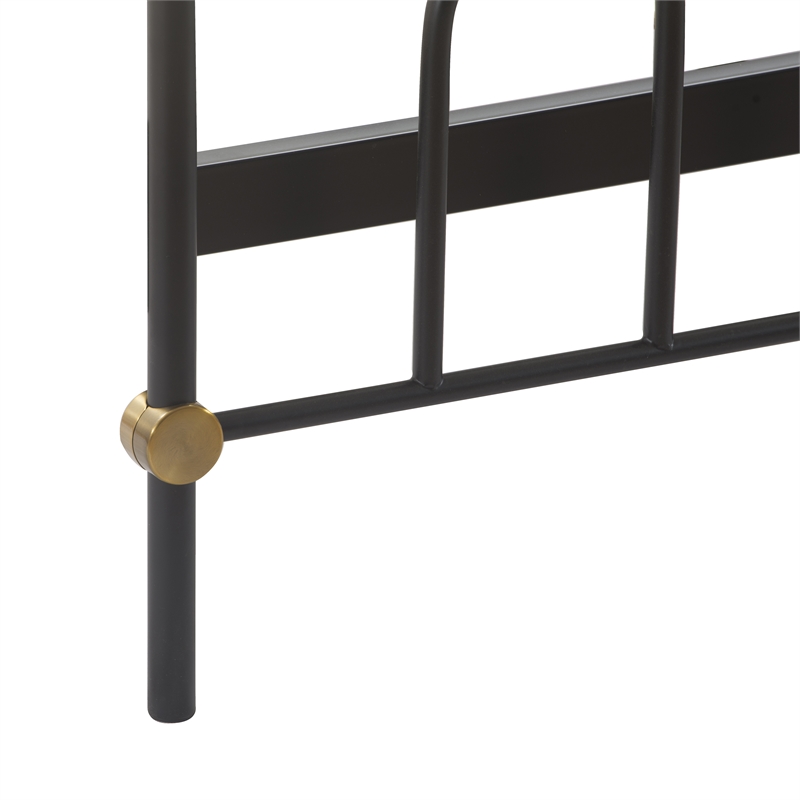 Elle Decor Astrid Vintage Style Metal King Bed Frame in Black