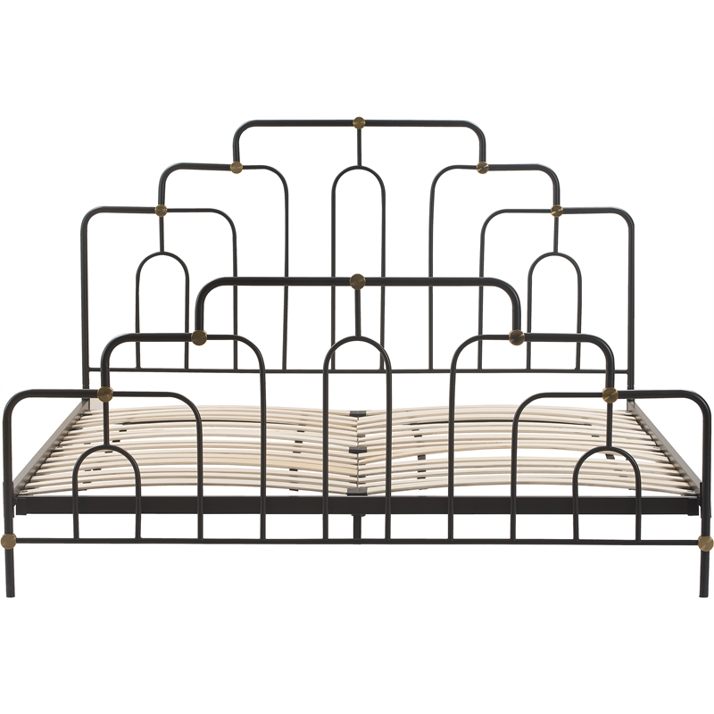 Elle Decor Astrid Vintage Style Metal King Bed Frame in Black