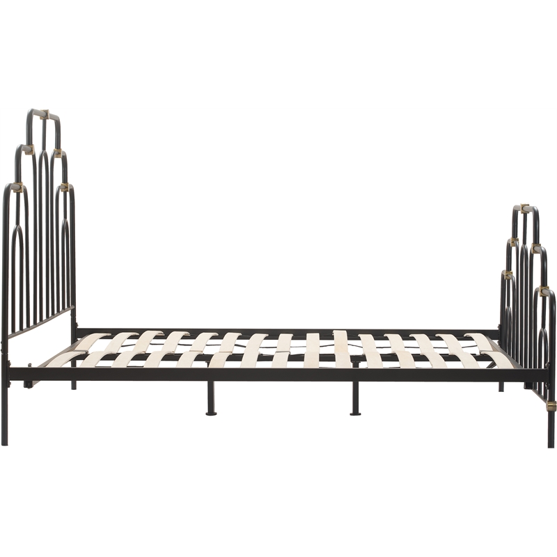 Elle Decor Astrid Vintage Style Metal King Bed Frame in Black