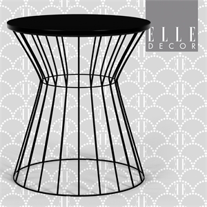 Elle Decor Lulu Modern Hourglass End Table with Metal Top for Bedroom Black