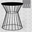 Elle Decor Lulu Modern Hourglass End Table with Metal Top for Bedroom Black
