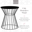 Elle Decor Lulu Modern Hourglass End Table with Metal Top for Bedroom Black