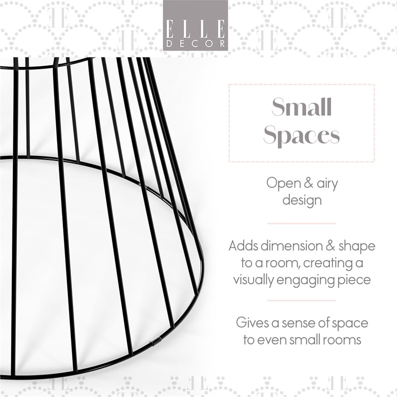 Elle Decor Lulu Modern Hourglass End Table with Metal Top for Bedroom Black