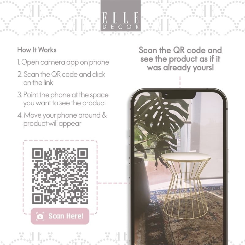 Elle Decor Lulu Modern Hourglass End Table with Metal Top for Bedroom Black