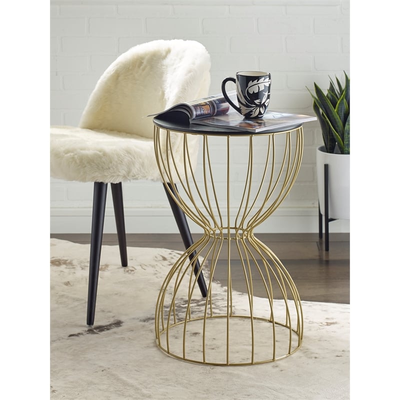 Elle Decor Cami Accent Table French Black and Gold