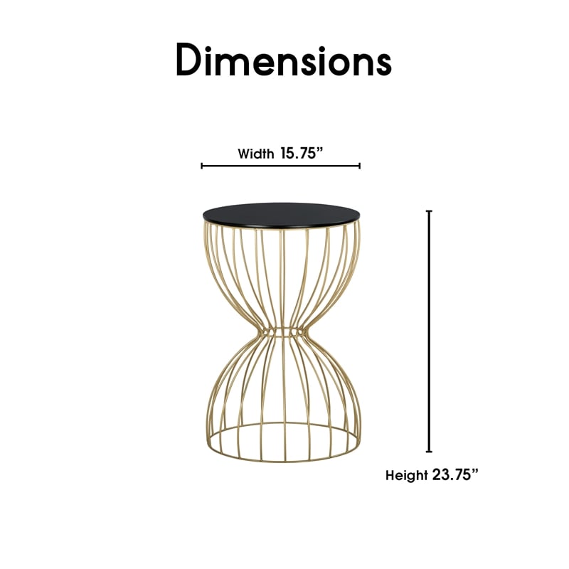 Elle Decor Cami Accent Table French Black and Gold