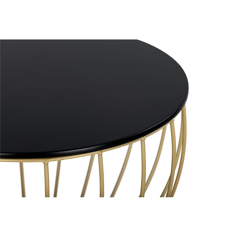 Elle Decor Cami Accent Table French Black and Gold