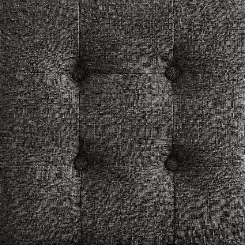 Elle Decor Aria Square Tufted Stool Charcoal Gray