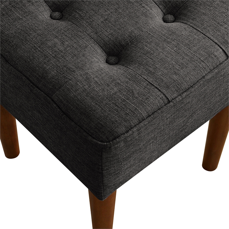 Elle Decor Aria Square Tufted Stool Charcoal Gray