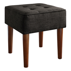 Elle Decor Aria Square Tufted Stool Charcoal Gray