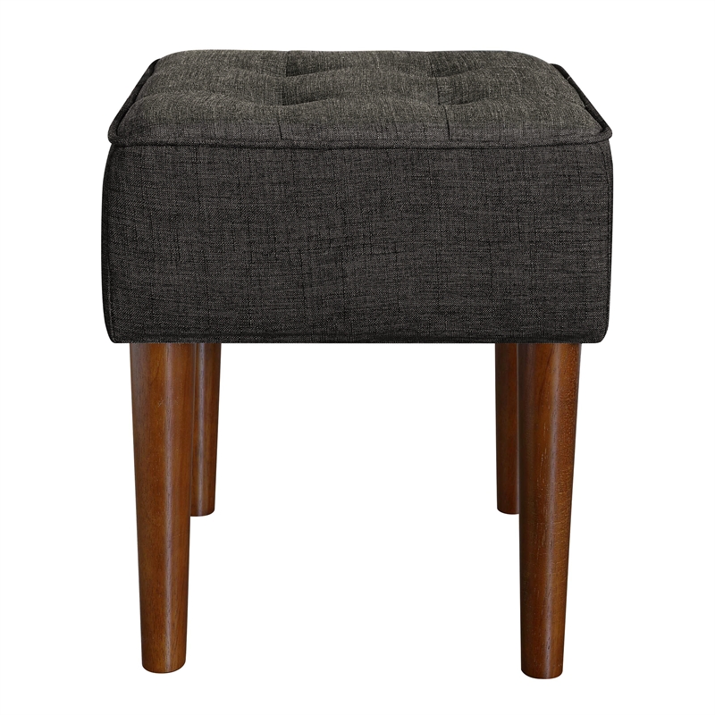 Elle Decor Aria Square Tufted Stool Charcoal Gray