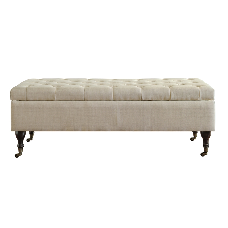 Elle Decor Collette Tufted Storage Bench Cream