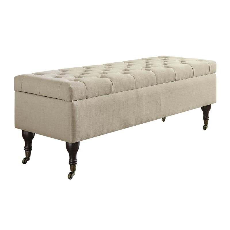 Elle Decor Collette Tufted Storage Bench Cream